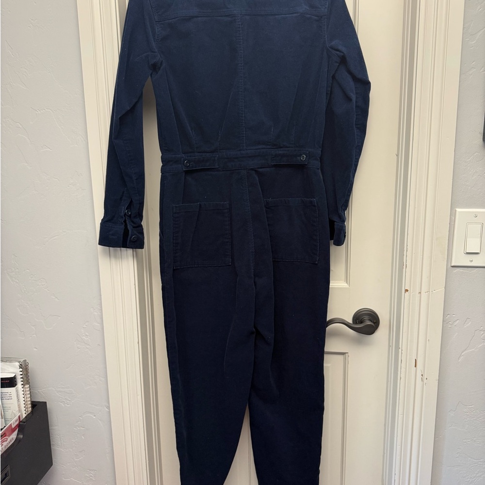 Outerknown Blue Jumpsuit with Long Sleeves and Tapered Legs